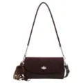 Dunkelbraune Wildleder Umhängetasche für Damen stylische Kette Crossbody Tasche mit Fell - Mit Anhänger / Kaffeebraun