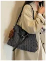 Polka dot tote bag for women, chic shoulder bag with cute bear pendant and spacious design. - With Pendant / Black