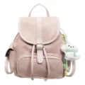 Cute pink casual backpack with dog pendant, stylish lightweight minimalist daypack for daily use. - With Pendant / Pink