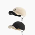 Kids corduroy baseball cap contrast color short brim adjustable strap casual sun hat for children - Head Circumference 48-52CM / Cream White And Black (Reversible)