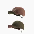 Kids corduroy baseball cap with mountain embroidery and adjustable strap, detail view. - Head Circumference 48-52CM / Dark Coffee And Army Green (Reversible)