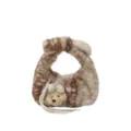 Bolso de mano de felpa suave con estampado de ciervo dumpling bag con bonito colgante de perro - Estilo Con Colgante / Caqui