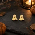 Halloween Gold Stainless Steel Ghost Stud Earrings Cute Spooky Festival Jewelry Gifts - Ghost 2 Style (miou-490) / Gold