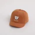 Gorra de béisbol bonita para bebé con bordado de oso, gorra marrón de ala corta. - Bordado de Oso (Osito) / 50CM (Para 1-3 Años) / Naranja