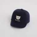 Gorra de béisbol para bebé azul marino ala corta bordado de oso algodón sombrero - Bordado de Oso (Osito) / 50CM (Para 1-3 Años) / Azul Marino