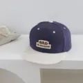 Gorra de béisbol de ala plana de algodón lavado colorblock para niños, estilo coreano primavera. - 50-54cm / Azul marino
