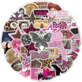 50pcs Autocollants Léopard Rose Esthétique Mignons Vinyle Graffiti pour Bouteilles Skateboard - 50 Pièces/Paquet