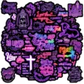 Autocollants chrétiens imperméables en néon violet pour carnets et ordinateurs portables. - Graffiti Biblique Violet Néon / 50 Pièces/Paquet