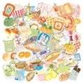 Autocollants alimentaires aquarelle imperméables mignons journal carnet déco 50pcs - 50 Pièces/Paquet