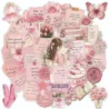 50pz adesivi con citazioni estetiche rosa impermeabili PET cancelleria per diario - 50 Pezzi/Confezione