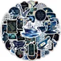 Ensemble d'autocollants de theme nautique vintage, 50pcs autocollants decoratifs. - 50 Pièces/Paquet