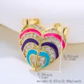 Heart magnetic pendant gold plated copper with cubic zirconia and colorful enamel details. - Heart Magnetic Pendant / Colorful
