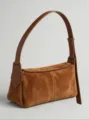 Braune Wildleder Retro Schultertasche für Damen, stylische Herbst Alltag Tasche. - 28*15*11cm / Karamellbraun