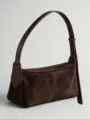 Braune Wildleder Umhängetasche für Damen, vintage Retro Handtasche für den Alltag - 28*15*11cm / Dunkelbraun