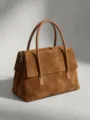 Braune Wildleder-Tasche, Vintage Damen Henkeltasche Umhängetasche, großes Fassungsvermögen. - Karamellbraun