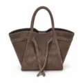 Vintage braune Wildleder Shopper Tasche fur Damen, grosse Kapazitat Umhangetasche. - Dunkelbraun