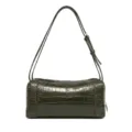 Dunkelgrüne echte Leder Kroko Muster Umhängetasche Zylinder Handtasche für Damen - 26*14*12cm / Grün