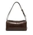 Dunkelbraune Kroko-Prägung Leder Umhängetasche für Damen, elegante zylindrische Handtasche. - 26*14*12cm / Dunkelbraun