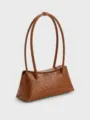 Braune Schultertasche aus Leder mit Krokodilprägung, elegante Damen Handtasche für Alltag. - 28*15*10cm / Karamellbraun