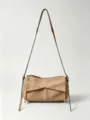 Camel Wildleder Umhängetasche, elegante französische Pendler Schultertasche für Damen. - 25*13.5*10cm / Aprikose