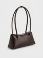 Dunkelbraune Schultertasche für Damen aus Leder mit Kroko-Prägung, stilvolle elegante Handtasche - 28*15*10cm / Dunkelbraun
