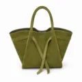 Elegante olivgrüne Wildleder-Tragetasche mit großem Fassungsvermögen und Henkeln. - Olivgrün