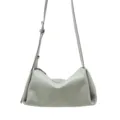 Graue Leder Umhängetasche für Damen, elegante Crossbody Kissentasche mit verstellbarem Gurt. - 30x12x14cm / Grau (Künstliche Perle Dekoration)