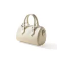 Kleine Damen Leder Boston Tasche, elegante cremeweiße Handtasche mit kurzen Henkeln. - Milchweiß