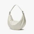 Elegante Halbmond-Schultertasche aus echtem Leder, stilvolle Damen Unterarmtasche. - Wolkenweiß