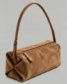 Bolso de hombro cilíndrico de ante marrón, bolso minimalista con correa ajustable de moda. - 22.5*9*11CM / Caramelo
