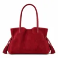 Rote Wildleder Umhängetasche Große Kapazität Shopper Handtasche mit Quasten - 45x28x15cm / Rot