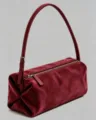 Dunkelrote Wildleder Umhängetasche, elegante zylindrische Handtasche mit Reißverschluss. - 22.5*9*11CM / Rot