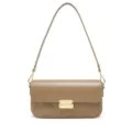 Braune Leder Baguette Umhängetasche, minimalistische Damen Schultertasche für den Alltag. - 25x6x13cm / Milchkaffee
