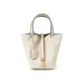 Elegante Damen Eimer Tasche aus echtem Leder, grosse Handtasche fuer Alltag und Arbeit. - Milchweiß