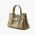 Sac cabas à poignée supérieure en cuir véritable, sac à main de luxe pour femme. - Gris trench
