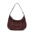 Dunkelrote Wildleder Schultertasche für Damen mit Reißverschlusstasche, schicke Hobo Bag. - Bordeauxrot