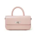 Rosa Leder Handtasche, schicke minimalistische Umhängetasche mit praktischem Verschluss. - 21*8.5*12 / Rosa