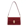 Dunkelrote Wildleder Umhängetasche für Damen, elegante Retro Schultertasche mit Metalldetails. - 22*8*14 / Angola Rot