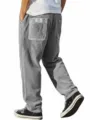 Mens Corduroy Casual Straight Pants Vintage Loose Fit Trousers with Pocket Details - S / Bottoms / Gray