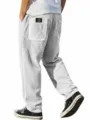 Pantalon de loisirs en velours côtelé pour homme coupe droite poche arrière noir - Blanc