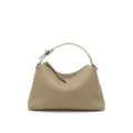 Taupefarbene Leder Henkeltasche Umhaengetasche, elegante alltagstaugliche Freizeittasche fuer Damen. - Trench Grau