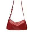 Rote Echtleder Umhängetasche stilvolle Kissen Umhängetasche für Damen Alltag - 30x12x14cm / Kardinalrot
