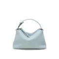 Hellblaue Damen Handtasche aus Echtleder, stilvolle minimalistische Umhängetasche für Alltag. - Nebelblau