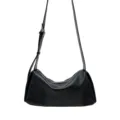 Bolso bandolera de cuero negro para mujer, bolso tipo almohada de gran capacidad para diario. - 30x12x14cm / Negro