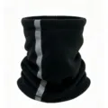 Calentador de cuello de vellón negro con tira reflectante, bufanda térmica ciclismo. - Calentador de Cuello de Forro Polar Reflectante (WHHT639) / Negro