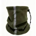 Braga de cuello de vellón en verde militar con tira reflectante y cordón ajustable. - Calentador de Cuello de Forro Polar Reflectante (WHHT639) / Verde Militar