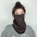 Thermal winter cycling face mask and neck gaiter with star print for cold weather outdoor sports - Star Style (WHHT632) / Coffee