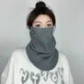 Polainas de cuello de punto de invierno gris para ciclismo al aire libre, protección facial. - Gris