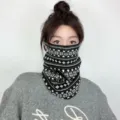 Scaldacollo invernale in maglia da donna per ciclismo, maschera facciale antivento e sciarpa calda. - Fair Isle - Nero