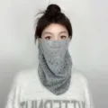 Windproof winter cycling neck gaiter face mask with star print for outdoor warmth. - Star Style (WHHT632) / Light Gray